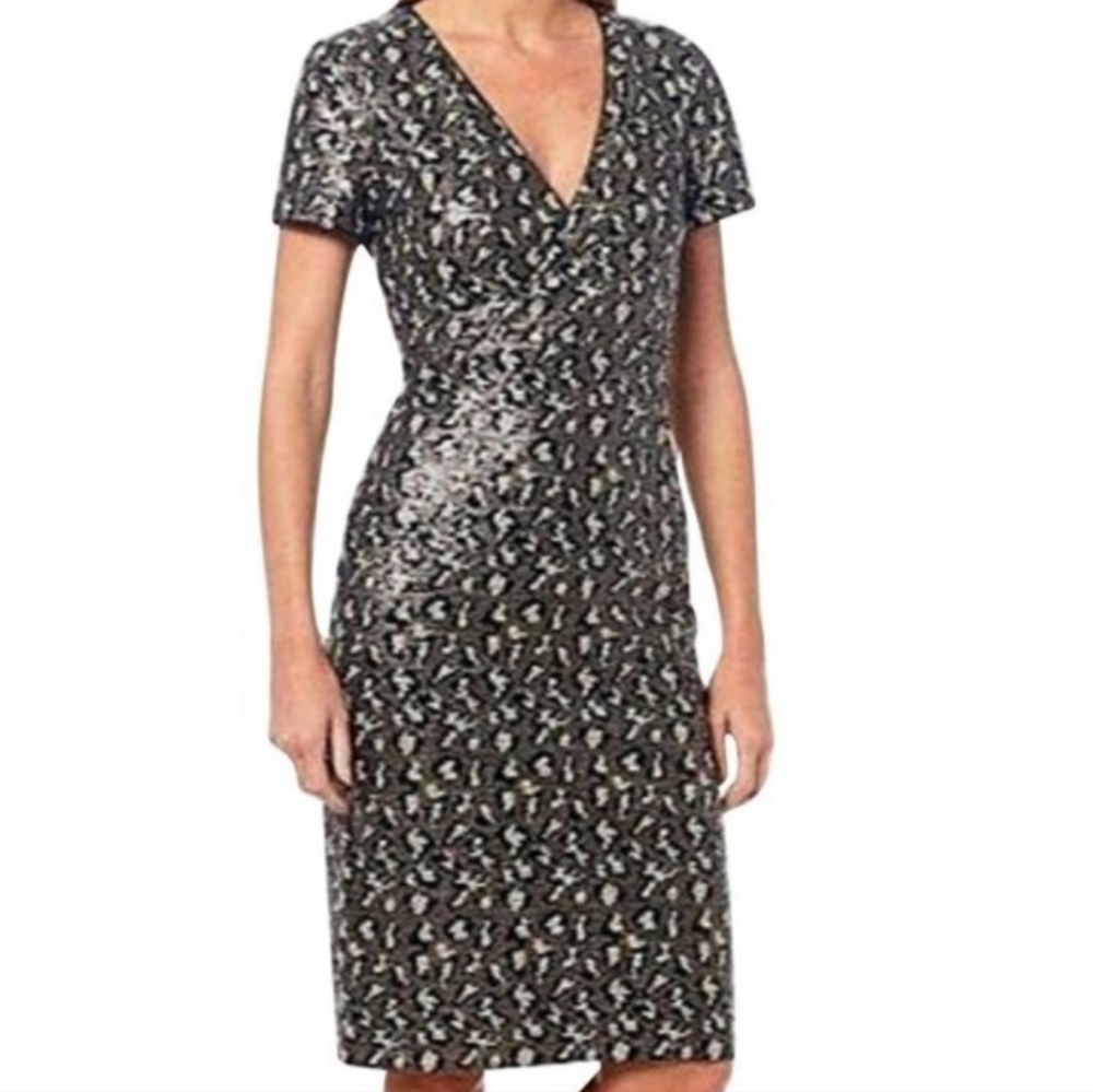 Badgley Mischka Belle Leopard Sequined Midi Dress Size 0.